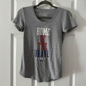 Under Armour Grey Home of the Brave American Scoop Neck Short Sleeve T-shirt